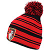Adults Black And Red Striped Beanie Hat