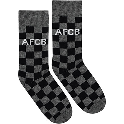 Adults Checkerboard Socks - Grey / Black