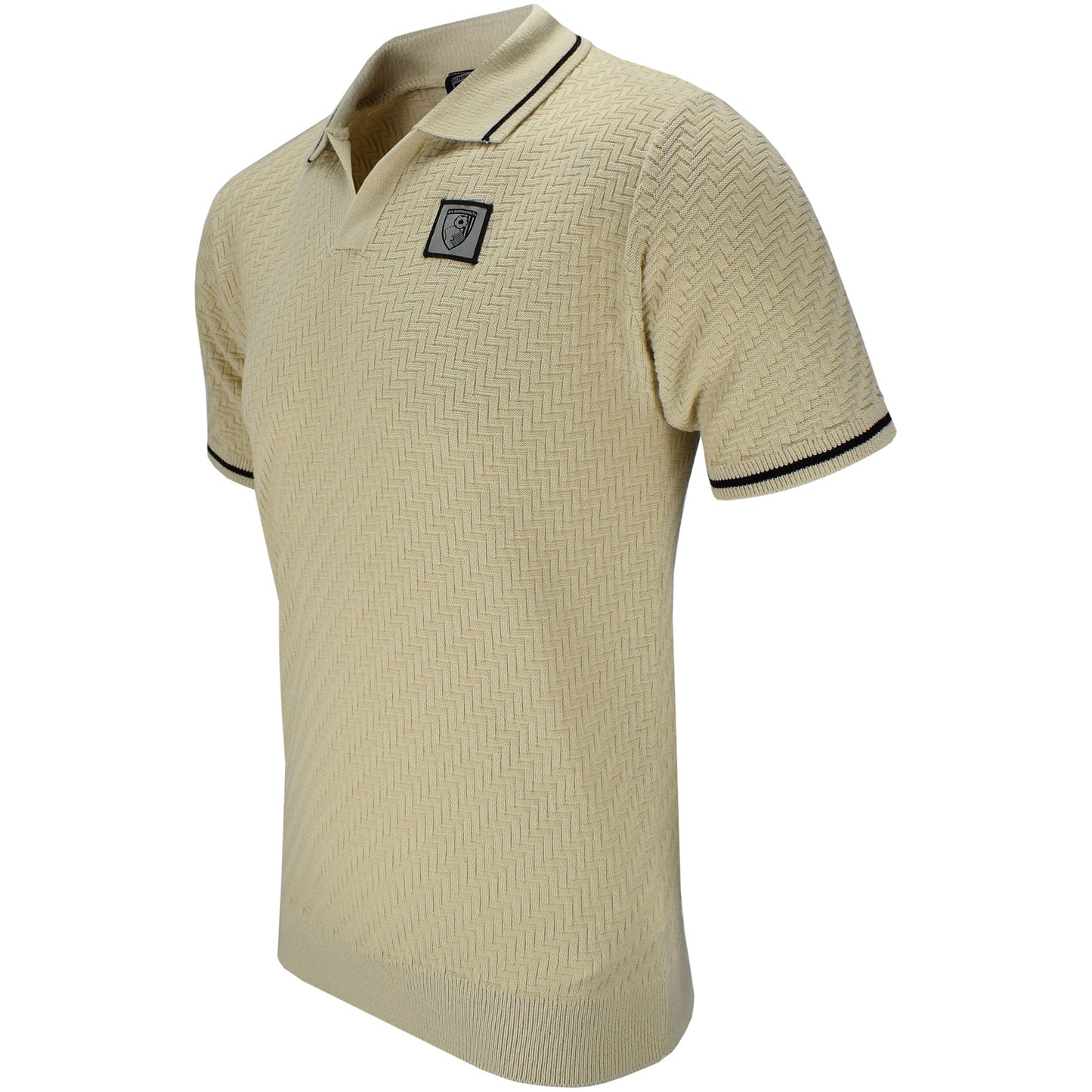 Adults Aragon Herringbone Knit Open Neck Polo - Flagstone