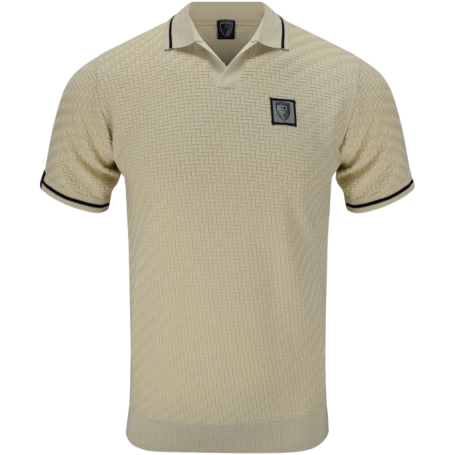 Adults Aragon Herringbone Knit Open Neck Polo - Flagstone