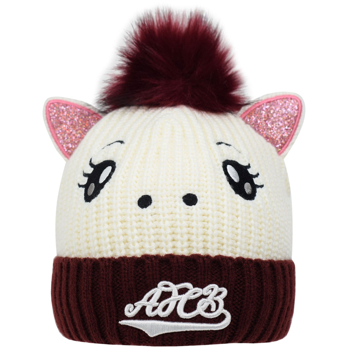 Infant Unicorn Beanie - Natural / Cerise