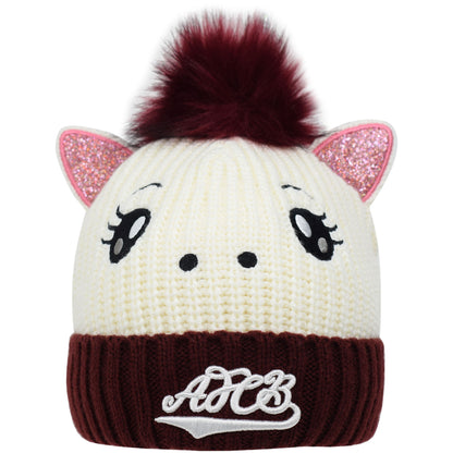 Infant Unicorn Beanie - Natural / Cerise