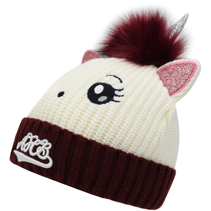 Infant Unicorn Beanie - Natural / Cerise