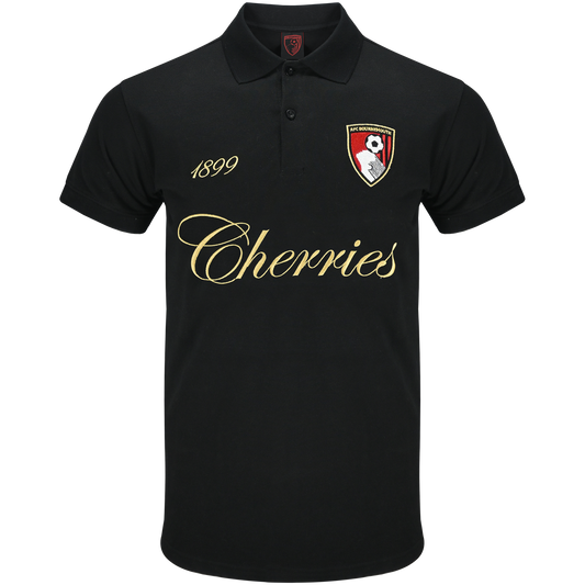 Mens Cherries Script Polo - Black