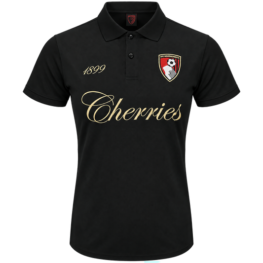 Womens Cherries Script Polo - Black