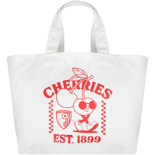 Cherries Canvas Beach Bag - Off White