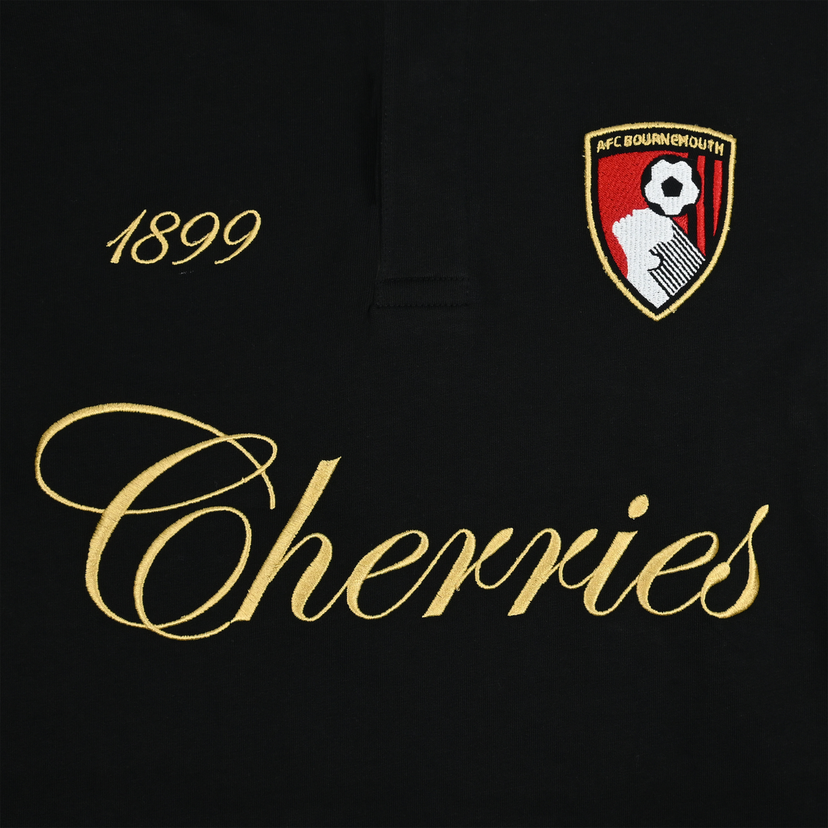 Cherries Script Rugger Top - Black / Off White