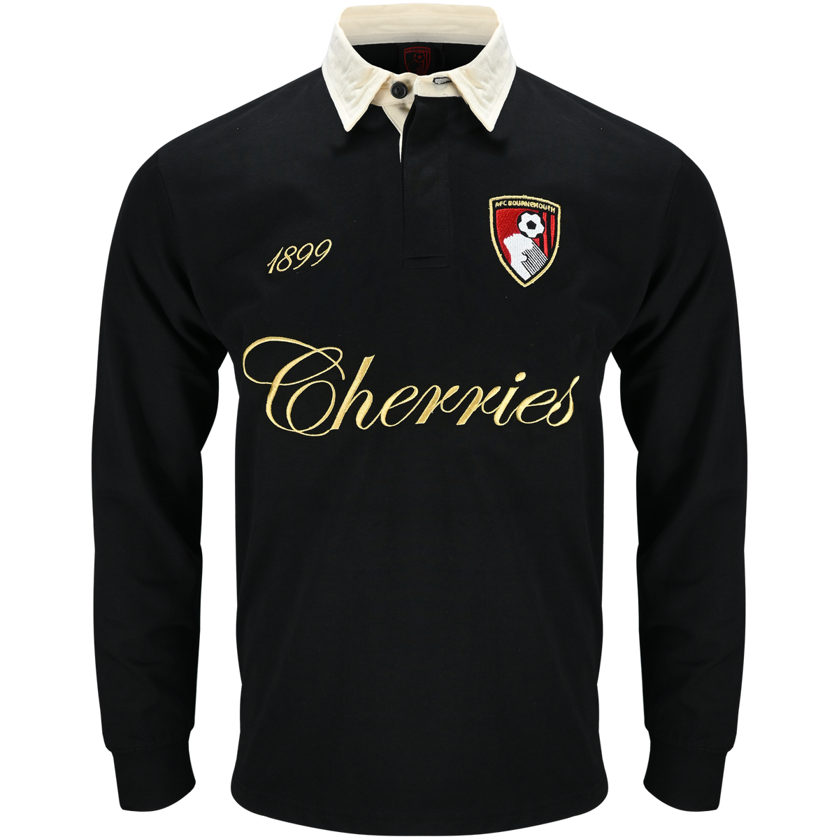 Cherries Script Rugger Top - Black / Off White