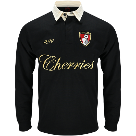 Cherries Script Rugger Top - Black / Off White