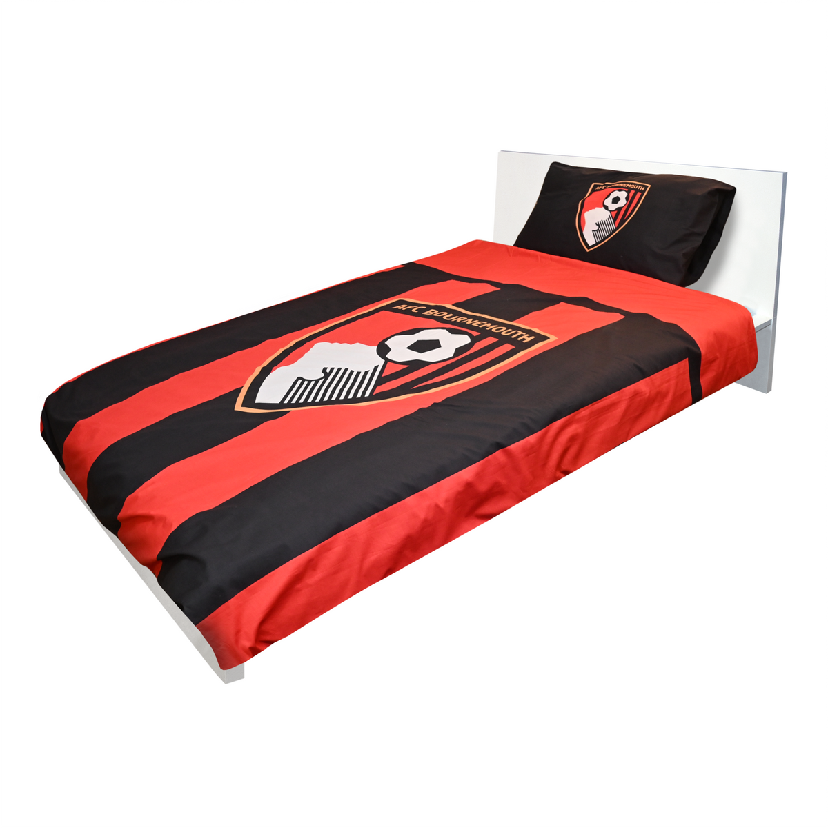 Stripe Single Duvet Cover Set - Red / Black