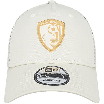 Adults AFCB X New Era 9Forty Trucker Cap - Ivory / Gold