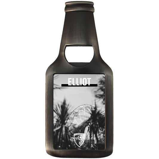 Personalised Bottle Opener Magnet - Monochrome Wheel