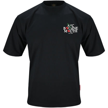 Premium Cherries Oversized Tee - Black