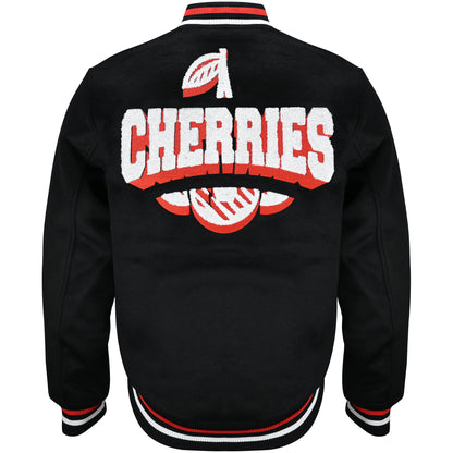 Premium Cherries Varsity Jacket - Black