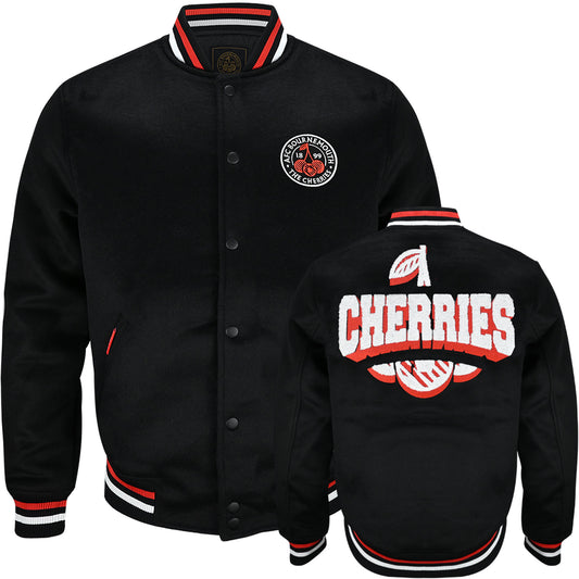 Premium Cherries Varsity Jacket - Black