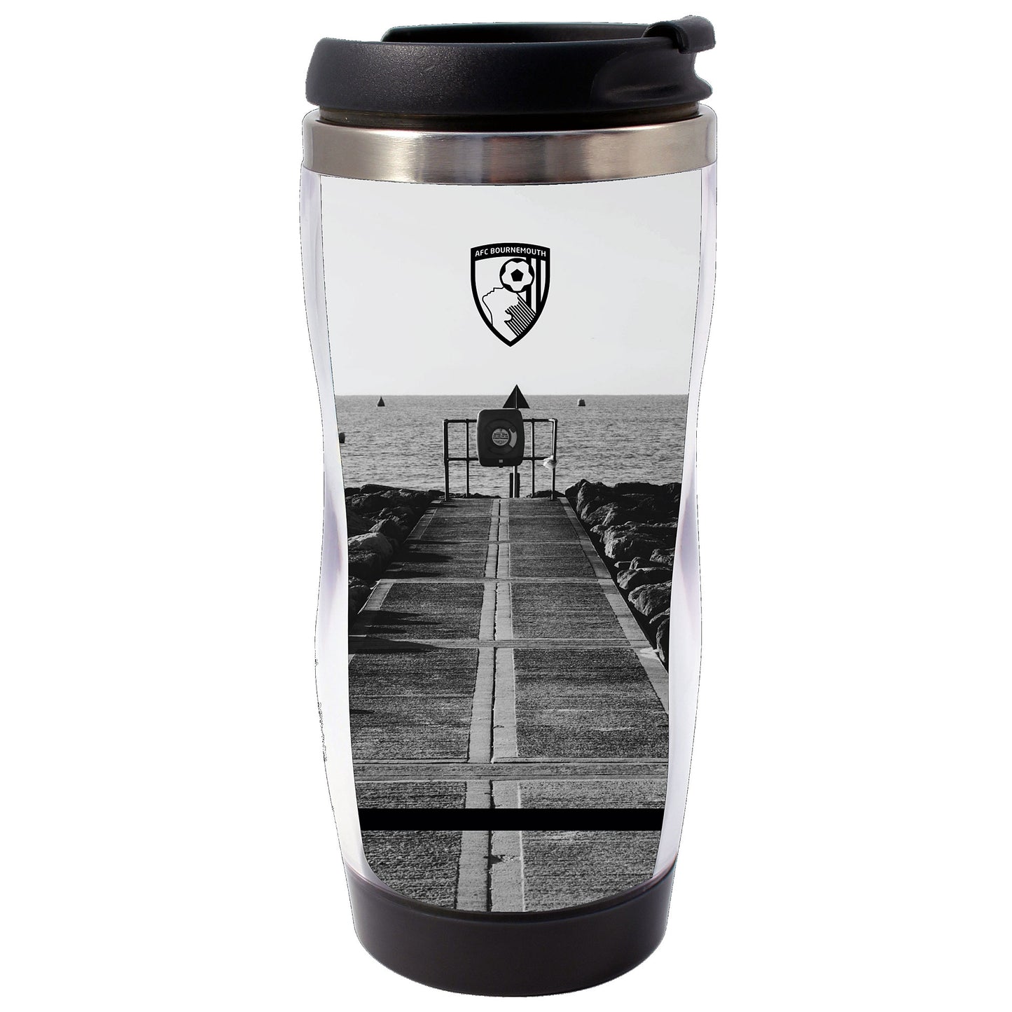Personalised Travel Mug - Monochrome Jetty