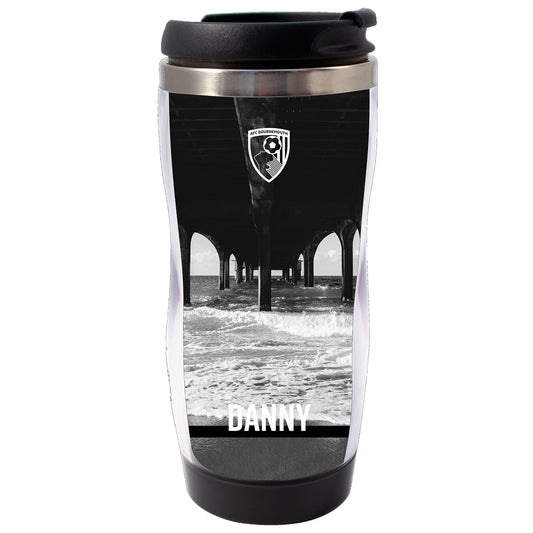 Personalised Travel Mug - Monochrome Pier