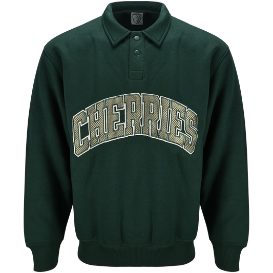 Cherries Rugger Sweater - Deep Forest