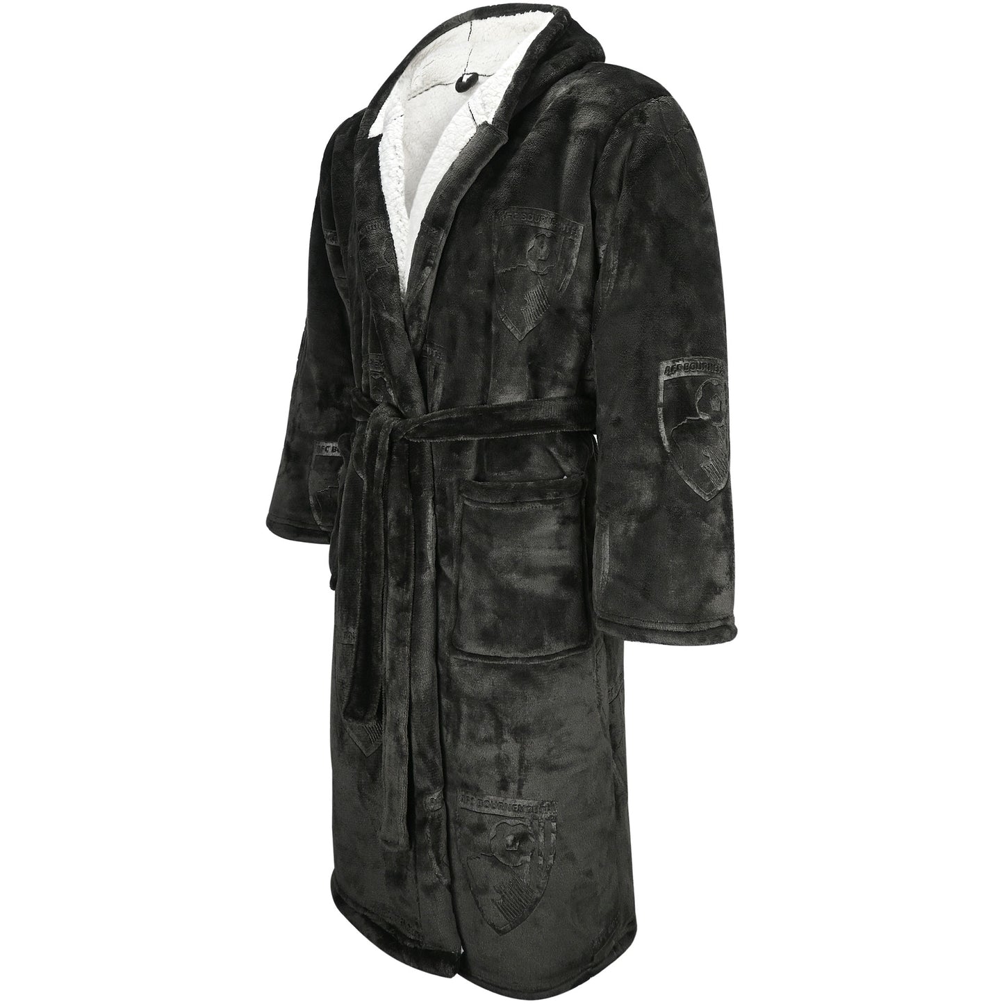 Adults Sherpa Lined Dressing Gown - Black