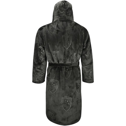 Adults Sherpa Lined Dressing Gown - Black