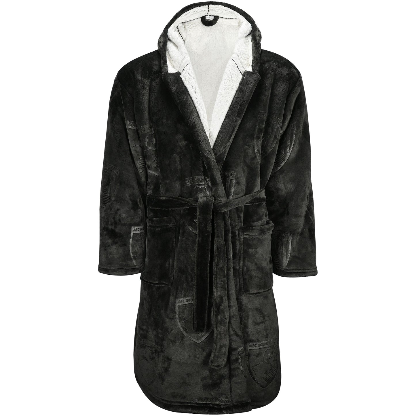 Adults Sherpa Lined Dressing Gown - Black