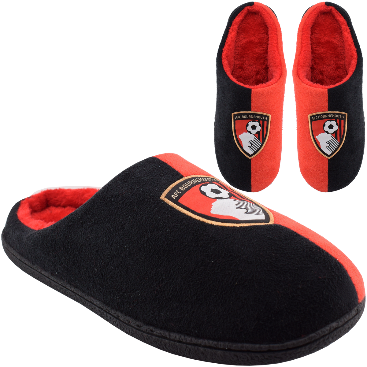 Mens Two Tone Mule Slippers - Red / Black