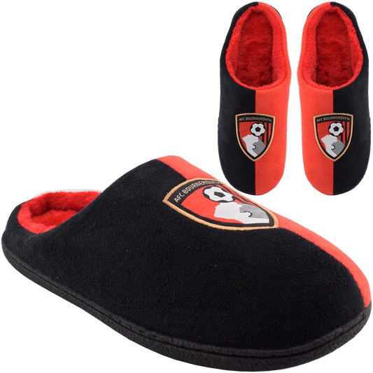Mens Two Tone Mule Slippers - Red / Black