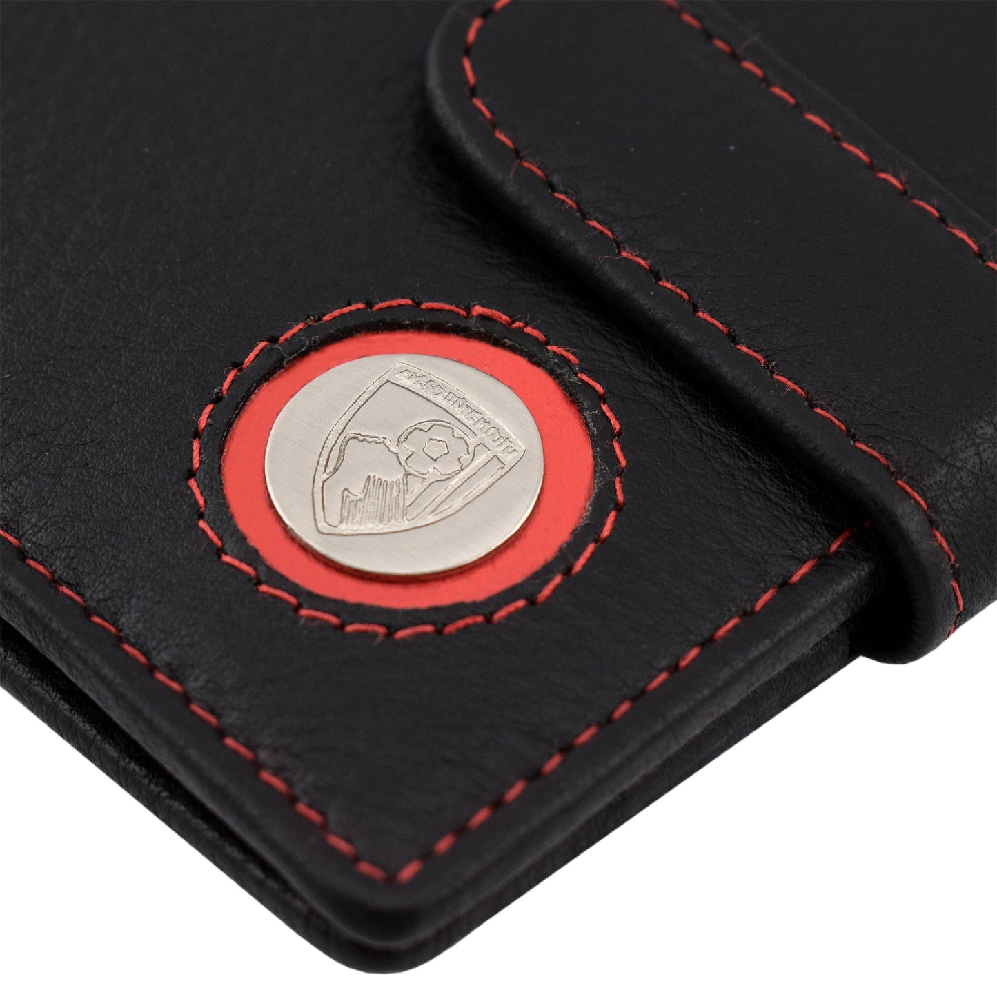 Leather Circle Crest Wallet - Black