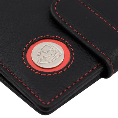 Leather Circle Crest Wallet - Black