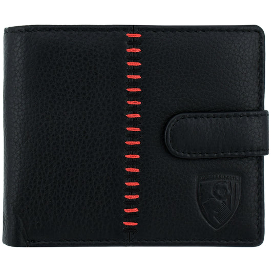 Leather Ladder Stitch Wallet - Black