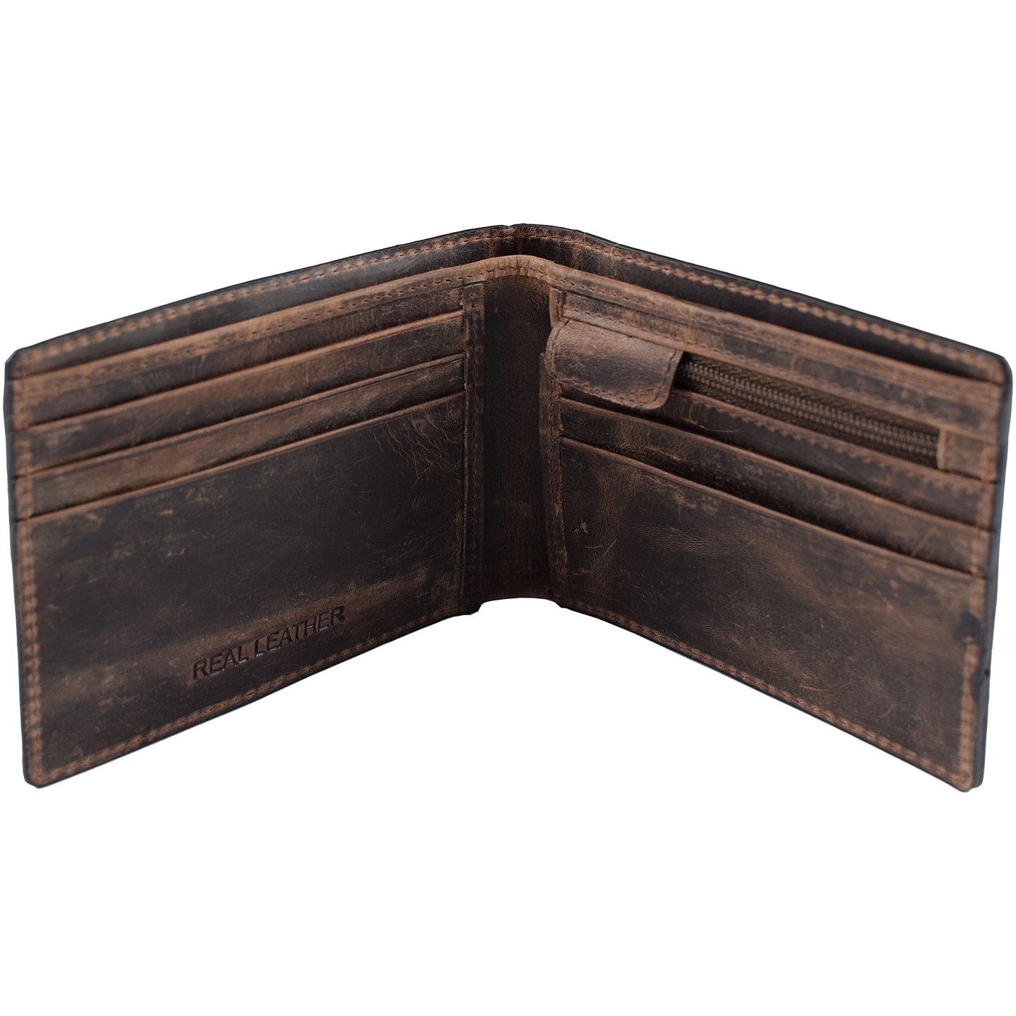 Vintage Leather Football Wallet - Brown