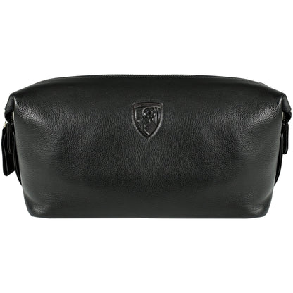 Premium Leather Washbag - Black