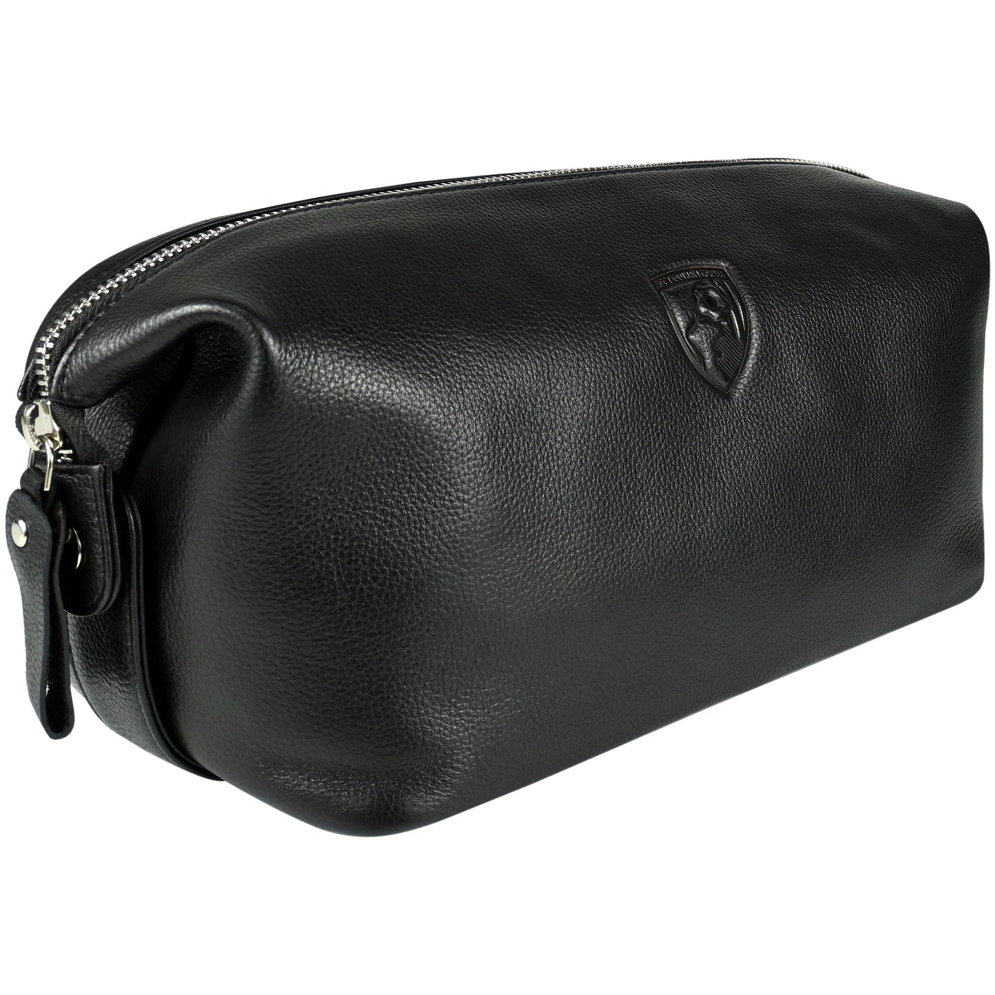 Premium Leather Washbag - Black