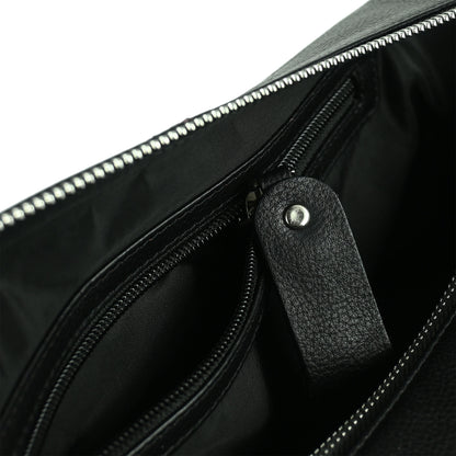 Premium Leather Washbag - Black