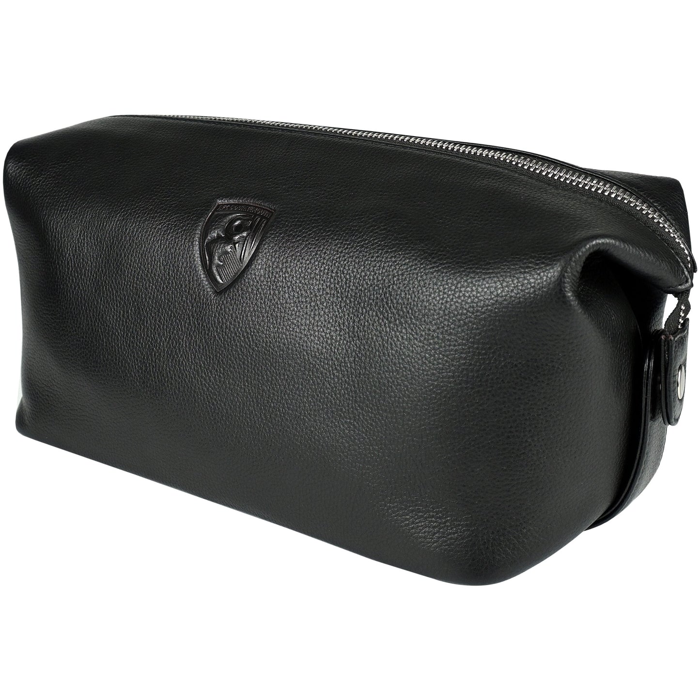 Premium Leather Washbag - Black