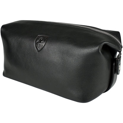 Premium Leather Washbag - Black