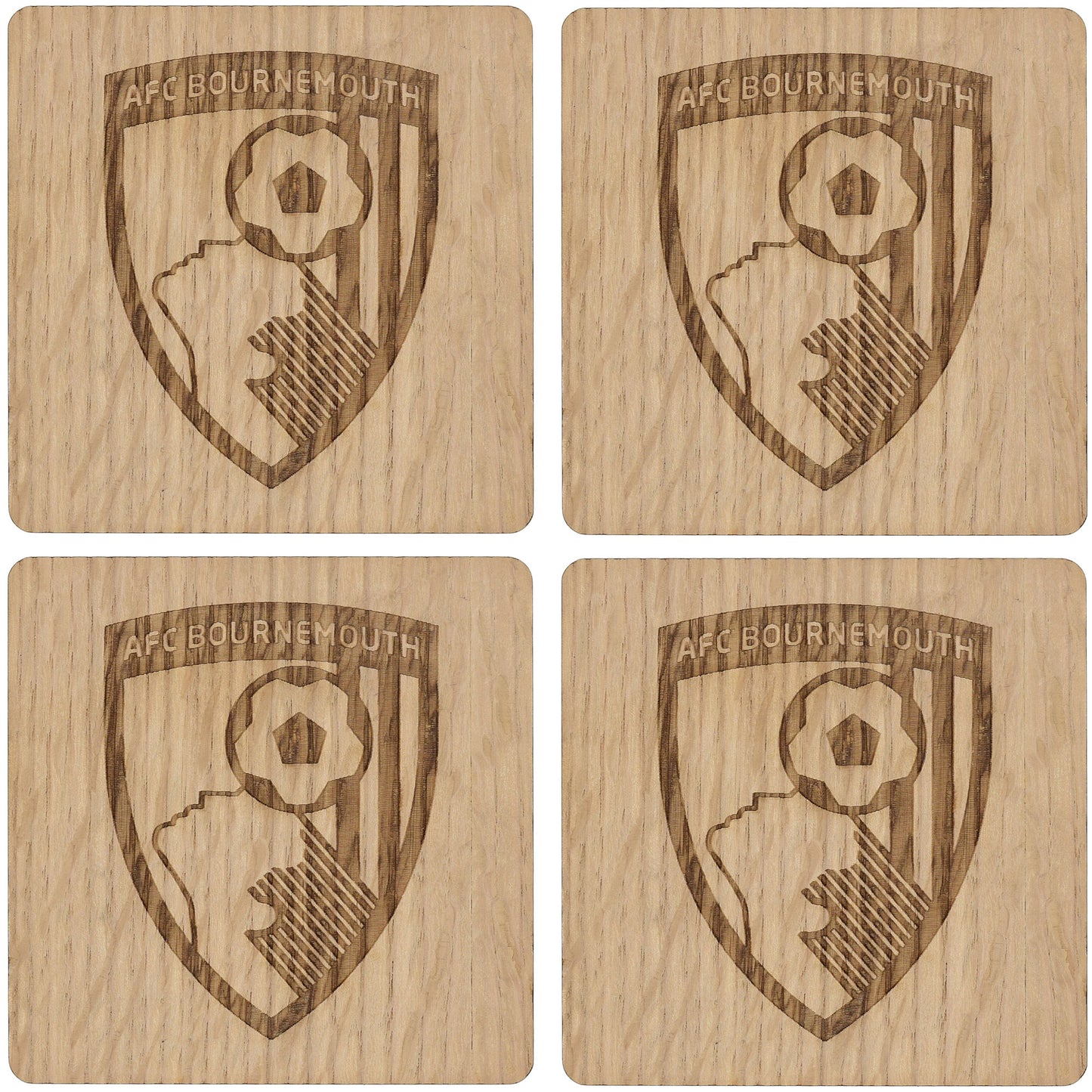 Wooden Crest Coasters - 4 Pack