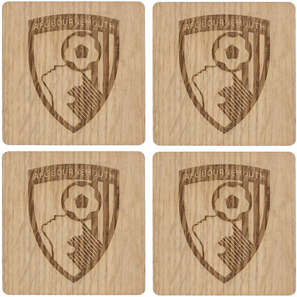 Wooden Crest Coasters - 4 Pack