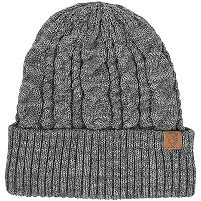Adults Cable Cuff Beanie - Grey