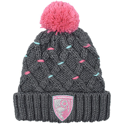 Womens Cable Beanie - Grey / Pink