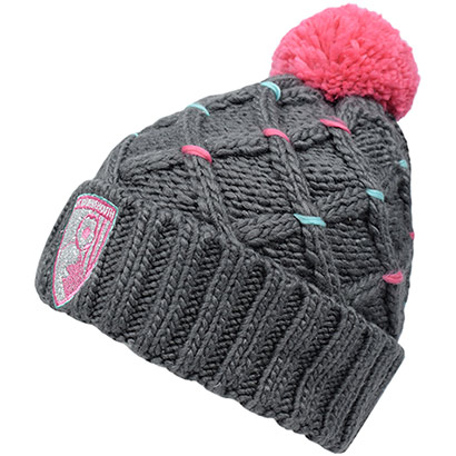 Womens Cable Beanie - Grey / Pink