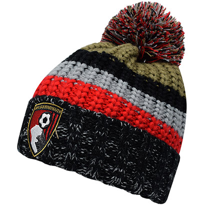 Adults Chunky Stripe Beanie - Red / Black / Gold