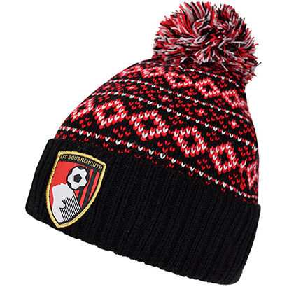 AFC Bournemouth Adults Christmas Beanie Hat - Black / Red