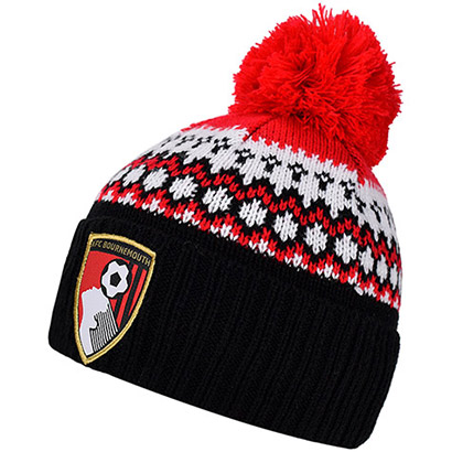 AFC Bournemouth Childrens Christmas Beanie Hat - Black / Red