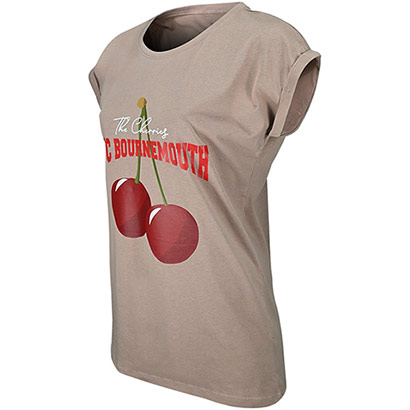 Womens Cherry Graphic Cuff T Shirt - Rose