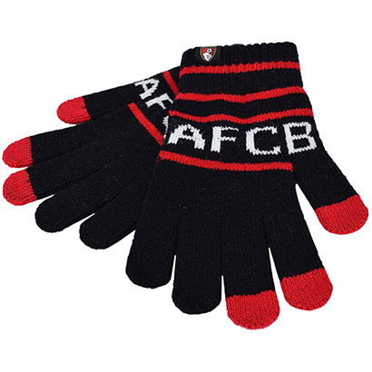 AFC Bournemouth Adults Touchscreen Gloves - Black