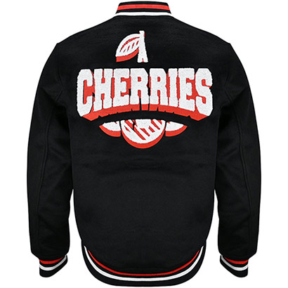 Premium Cherries Varsity Jacket - Black