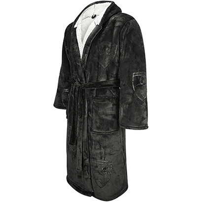 Kids Sherpa Lined Dressing Gown - Charcoal