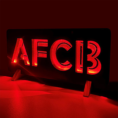 Wooden AFCB LED Shelf Sign