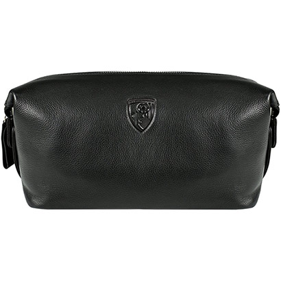 Premium Leather Washbag - Black
